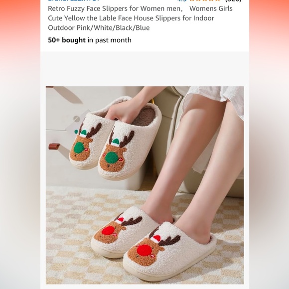 NWOT Cozy Reindeer Slippers Womens size 6.5-7.5 - Picture 3 of 6